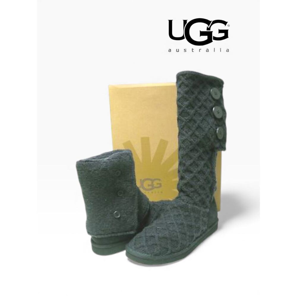 NIB UGG Australia W Lattice Cardy Boots Black Knit Size 5 Women’s Winter RARE
